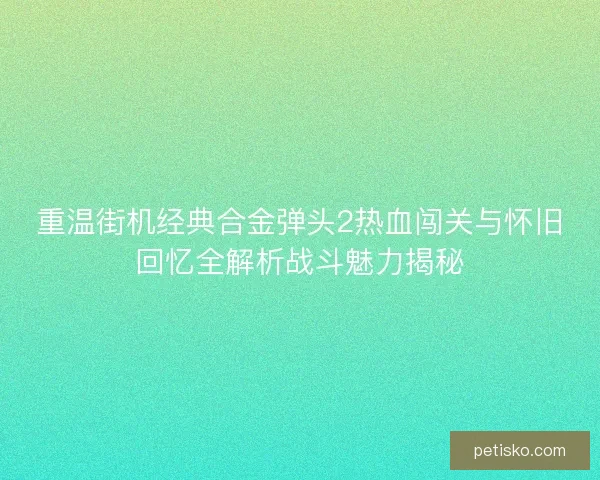 重温街机经典合金弹头2热血闯关与怀旧回忆全解析战斗魅力揭秘