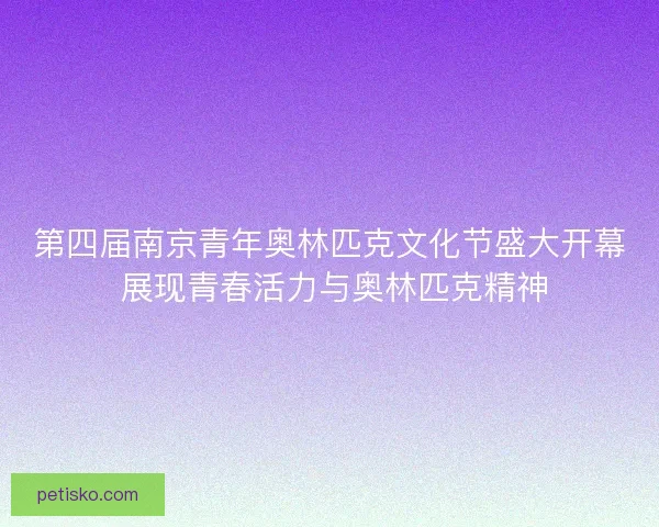 第四届南京青年奥林匹克文化节盛大开幕 展现青春活力与奥林匹克精神